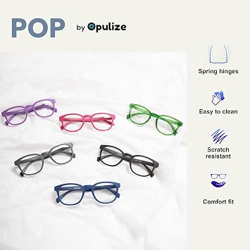 OPULIZE POP Reading Glasses for Women Men,Scratch Resistant Round Matt Frame with Spring Hinges, Grey +1.00 (Pack of 5)