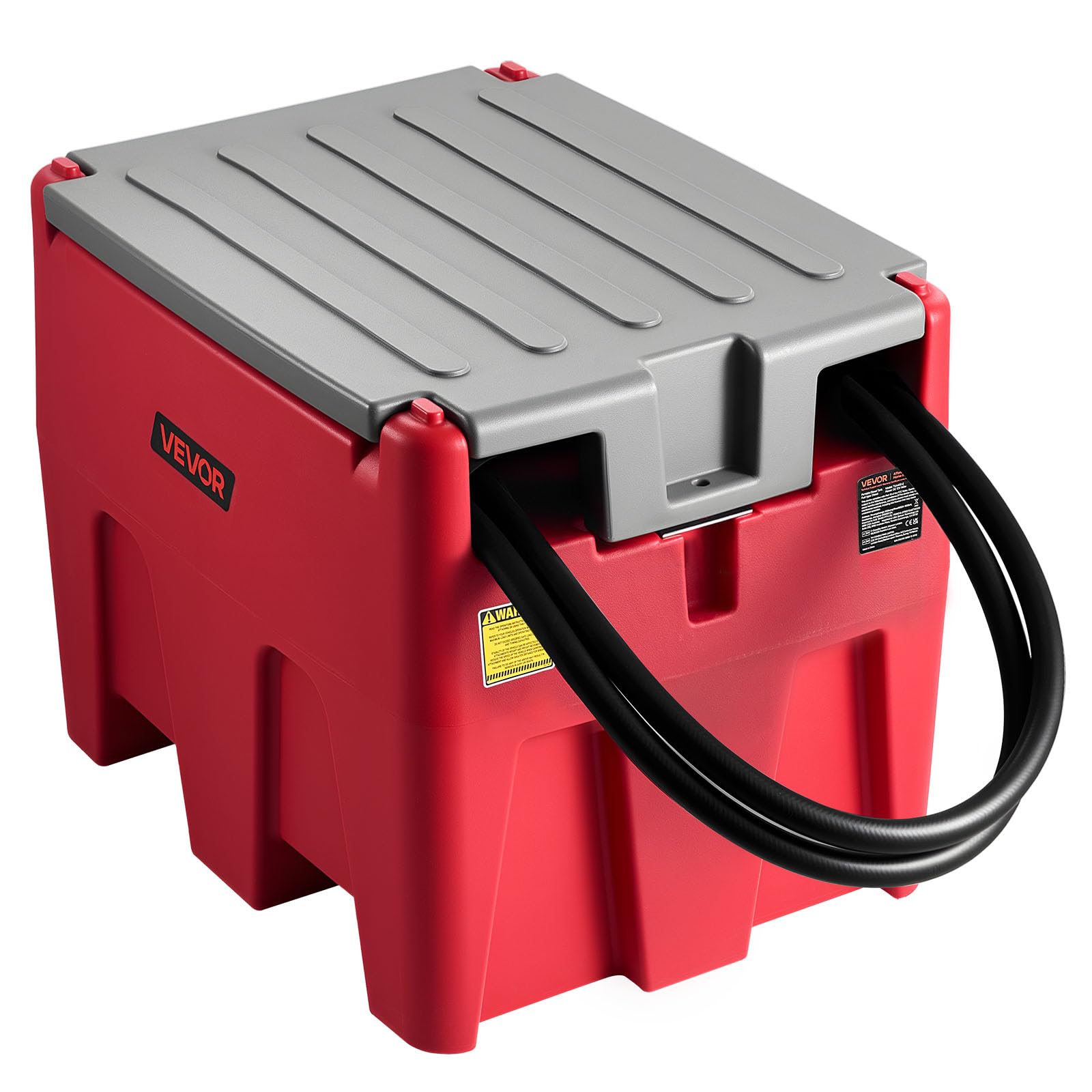 Photo 1 of VEVOR Portable Diesel Tank, 58 Gallon Capacity & 10 GPM Flow Rate, Fuel Tank with 12V Electric Transfer Pump and 13.1ft Rubber Hose, PE Diesel Transfer Tank for Easy Fuel Transportation, Red