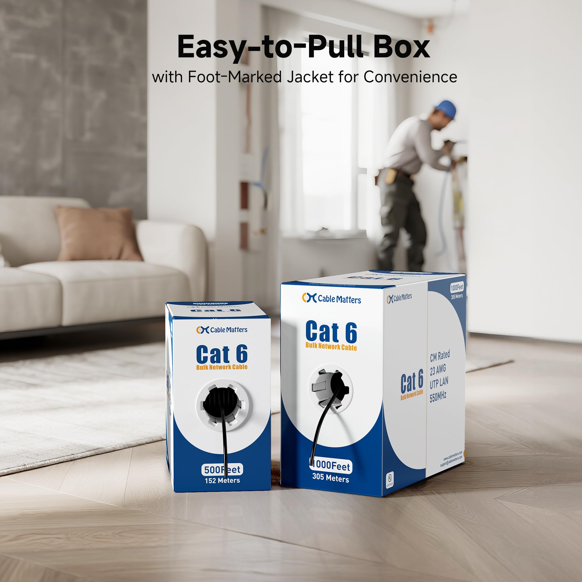 Ul Listed] 10Gbps In-Wall Riser (CMR Rated) Cat 6A Bulk Ethernet Cable 160037 - View #4