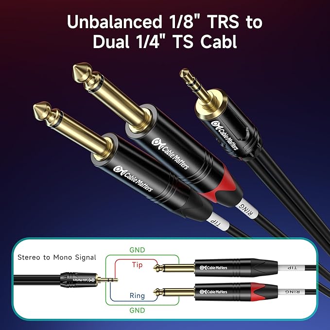 Cable Matters Cable Adaptador 3.5mm a 6.35mm Estéreo 6 pies miniatura 2