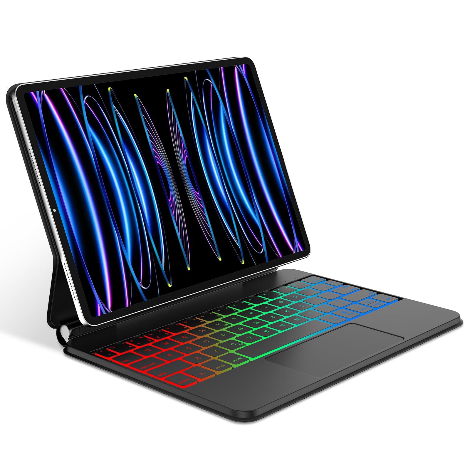 IVEOPPEMagnetic Keyboard Case for iPad Air 11 inch M2 2024, Case for iPad Pro 11 inch 4th/3rd/2nd/1st Gen, Trackpad Keyboard for Air 5th/4th Gen, UK Layout with Backlight - Black