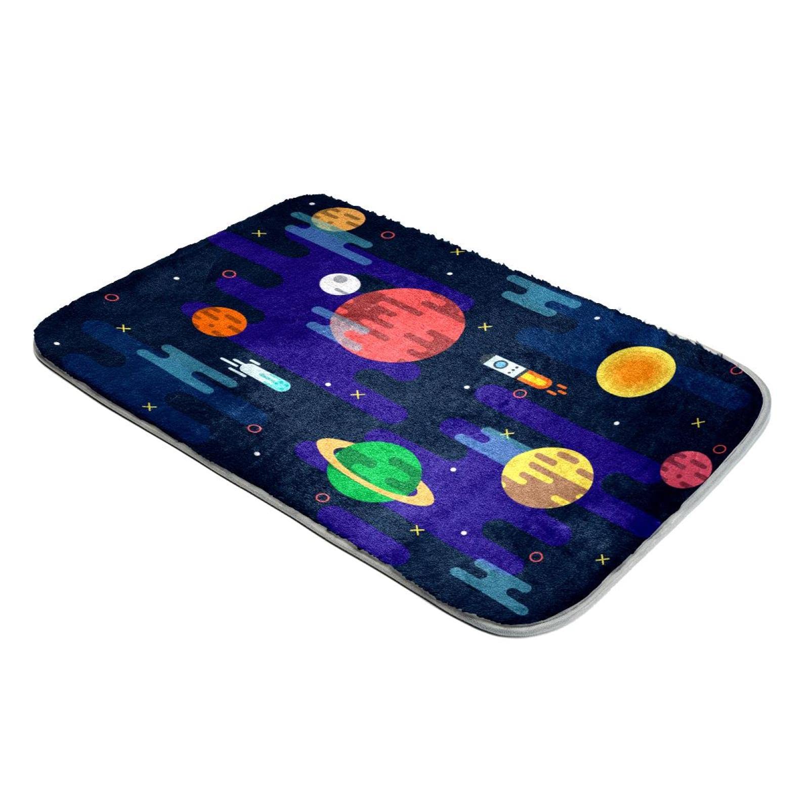 Tapis planètes et fusée anti-froid grand confort tapis de sol galaxie fausse fourrure