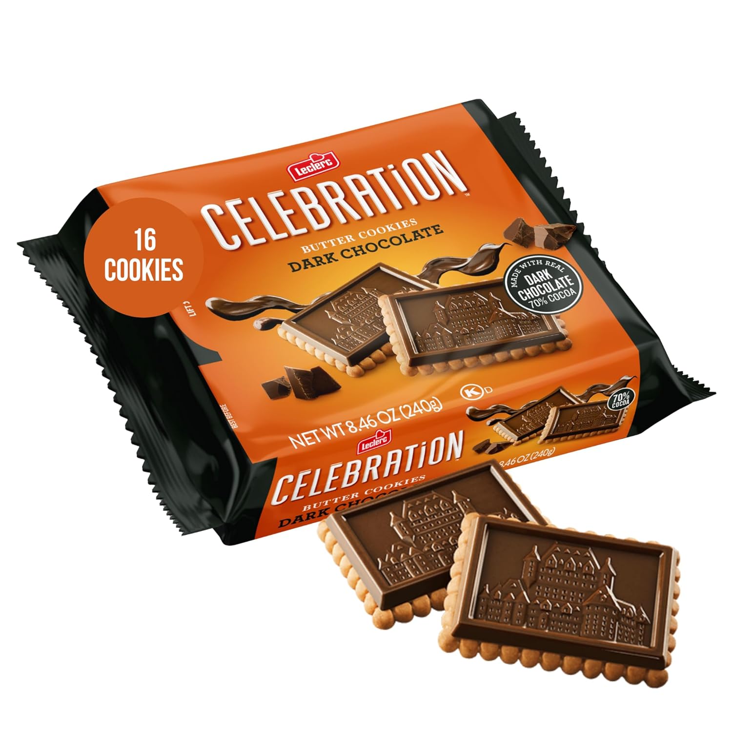 Leclerc Galletas de Mantequilla con Chocolate Oscuro 70%