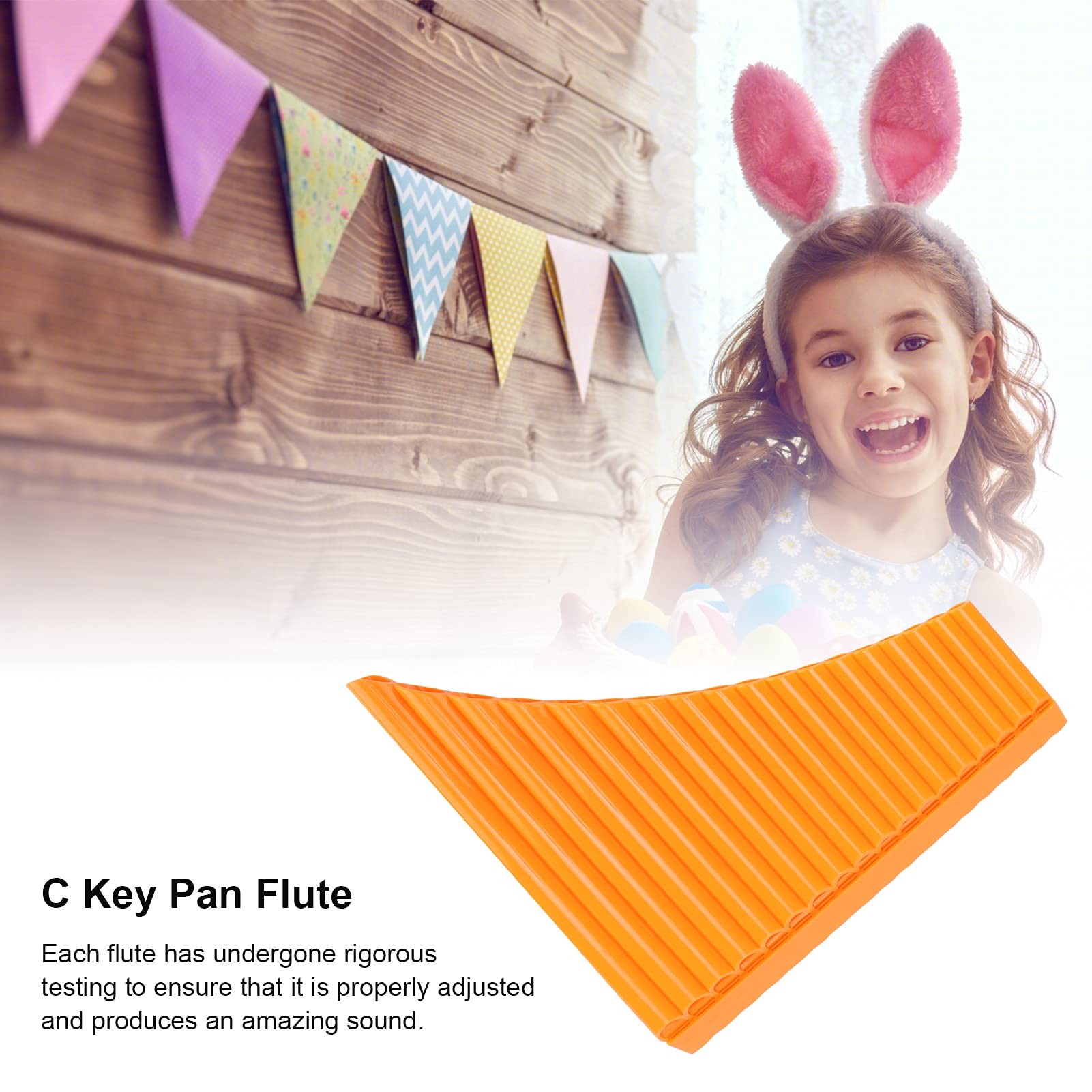 Panflöte, Panflöten in C-Taste mit Kartontragetasche für Kinder, Erwachsene, Anfänger, Lehrpersonal(Orange)