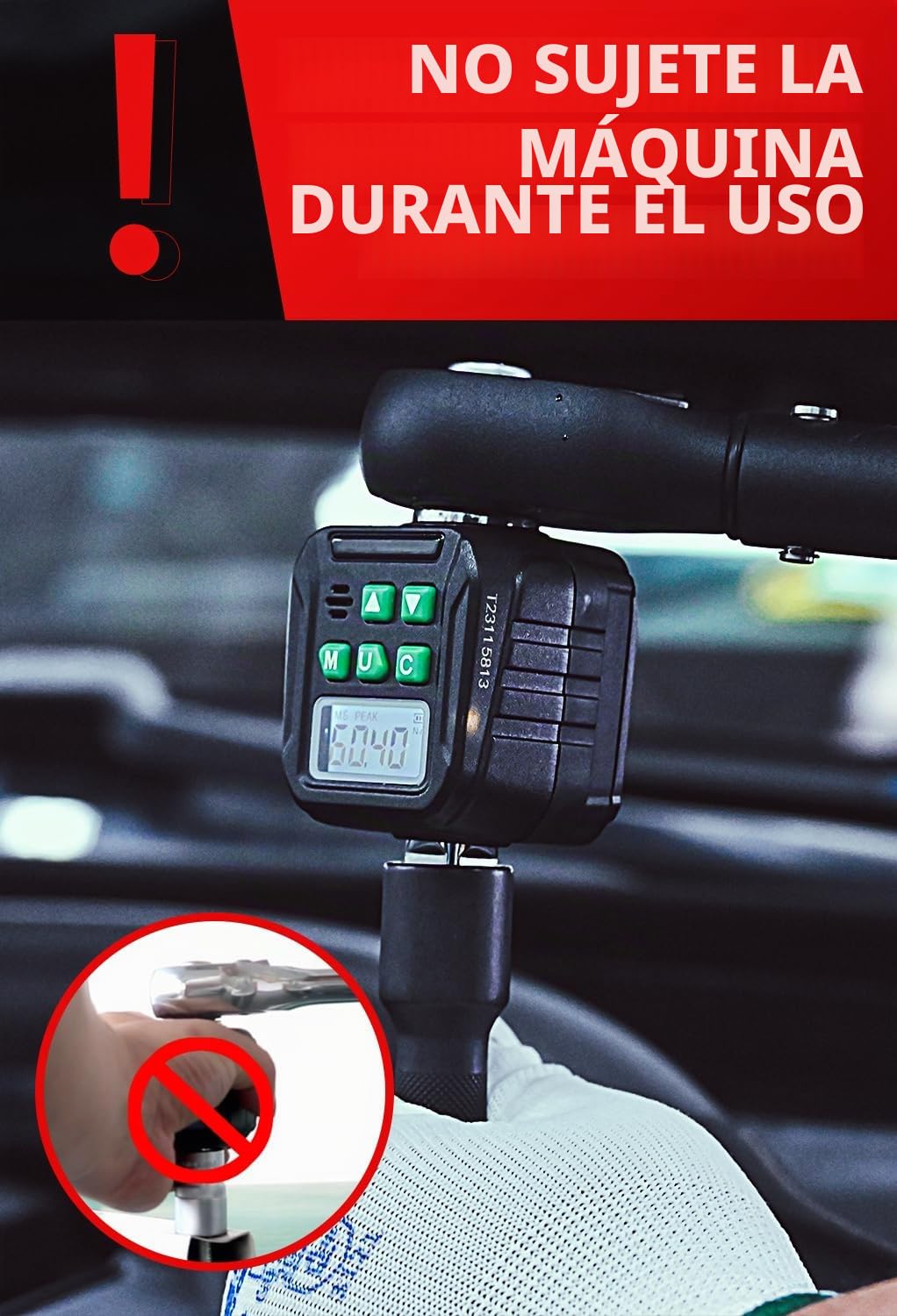Llave Dinamometrica Digital, 1/2 1/4 3/8 Adaptadores de Alta Precisión 6 Unidades de Torsión Pantalla Retroiluminada (17-340NM)