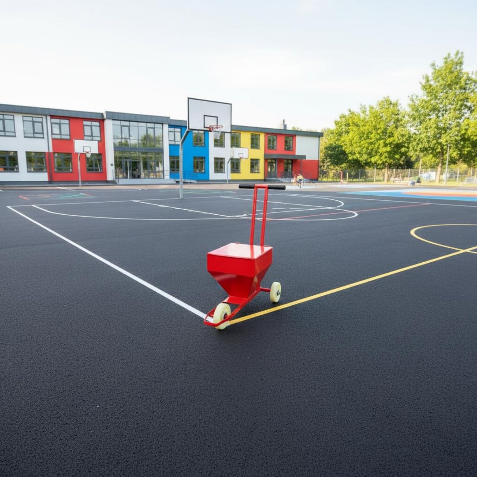 Carro Trazador de Cal Portátil Esparcidor de Cal Empuje Manual Máquina Delimitar Terrenos para Pista Deportiva, Patio Escolar, Obra