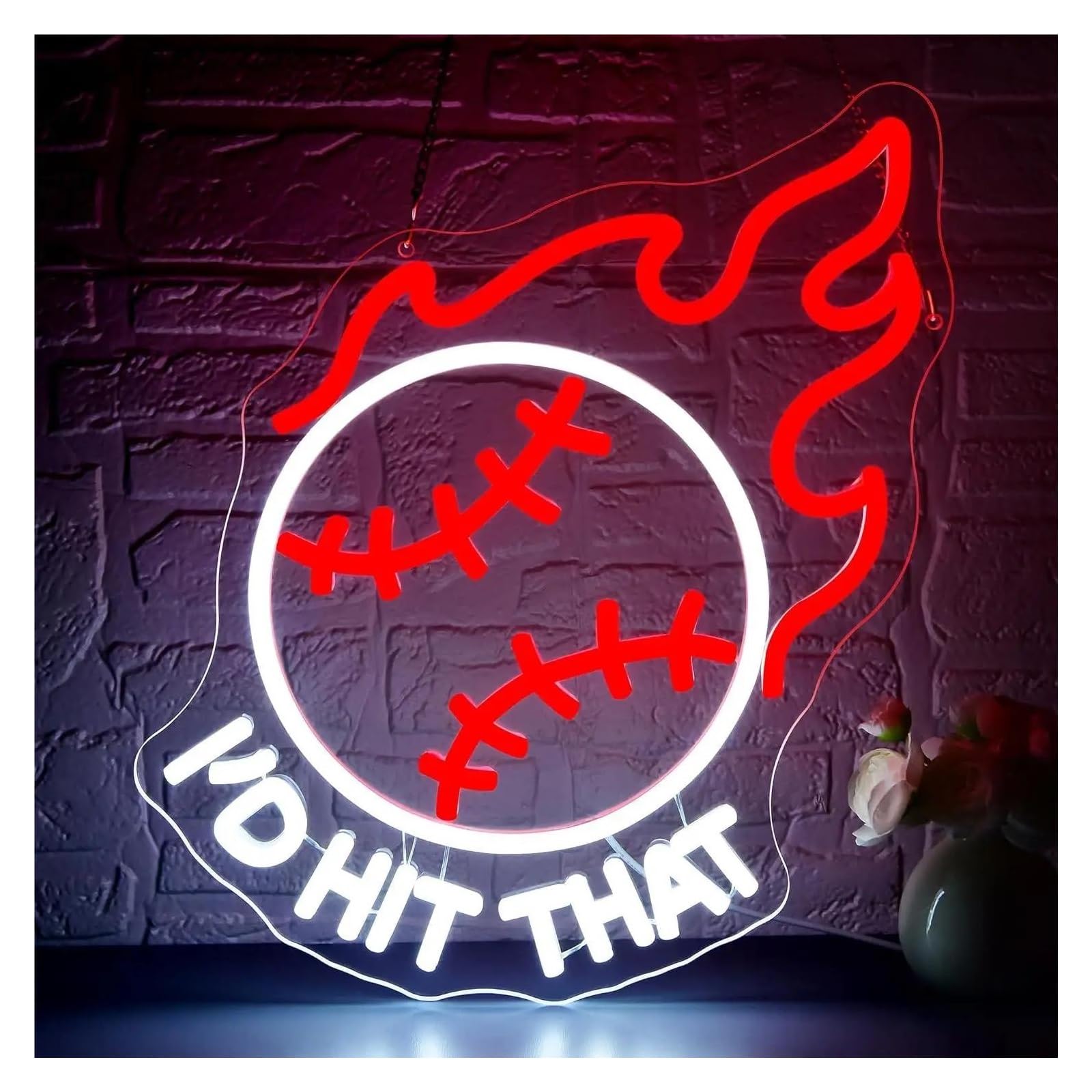 XENITE Hanging Art Neon Signs Baseball Neon Sign USB Dimmable for Man Cave Garage Boys Room Bar Club Sports Decoration 40x27.7cm