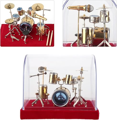 Vista 16 de Mini juego de batería en miniatura para instrumentos musicales, adornos de exhibición de modelos, decoración del hogar para escritorio