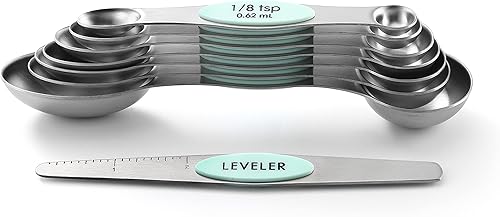 Miniatura 8 de Spring Chef Juego de cucharas medidoras magnéticas, doble cara, acero inoxidable, cabe en tarros de especias, menta, juego de 8, paquete de 2