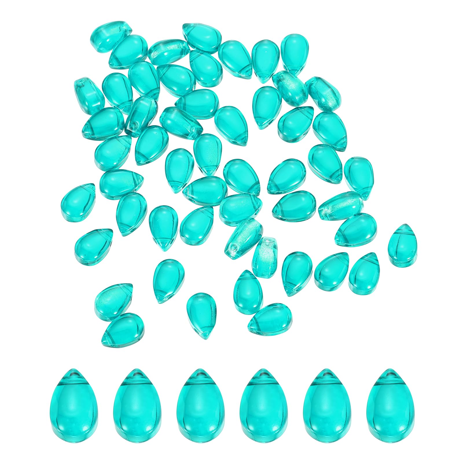 sourcing map 60 Pcs Teardrop Crystal Glass Beads, 6x9mm Teardrop Glass Charm Pendants Water Drop Beads Top Drilled for Jewelry Making DIY Craft Bracelets Necklace, Sea Blue