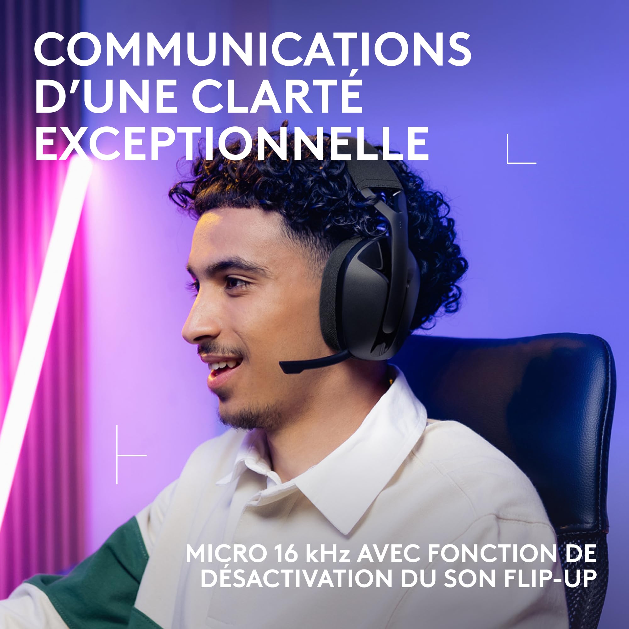 Logitech G G321 Lightspeed, Casque Gaming Bluetooth sans Fil, Confort et Ajustement dynamiques, Micro à Tige 16 kHz, + de 20 h d’autonomie, PC, PS4, PS5, Nintendo Switch, Mobile - Noir