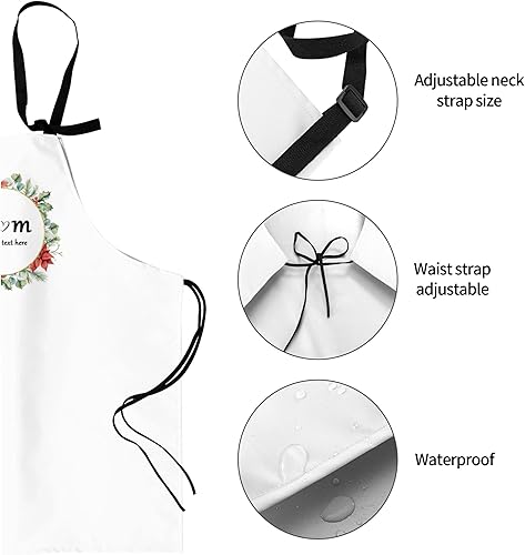 Miniatura 5 de Delantales personalizados para mujer, diseño de delantal de chef ajustable con nombre, textos, fotos, flores, regalos para el día de la madre