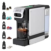 Macchina da caffè a capsule, Macchina da Caffè Multifunzione 5 in 1, per Nespresso Originaler Dolce Gustoer A MODO MIO, ESE(44 mm) e caffè macinato, con sette impostazioni di volume dell’acqua