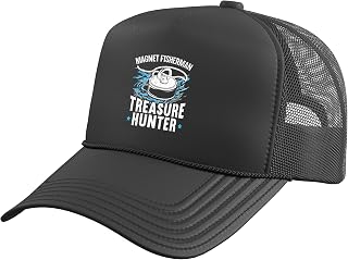 Magnet Fisherman Treasure Hunter Magnetic Fishing Pole Trucker Hat with Adjustable Mesh Back