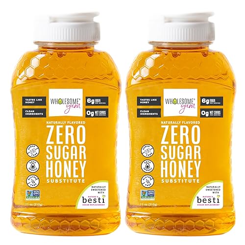 Miniatura 1 de Wholesome Yum Sustituto de miel cero azúcar (paquete de 2) - Miel Keto - Alternativa natural de miel sin azúcar con fruta de monje y alulosa - Cero