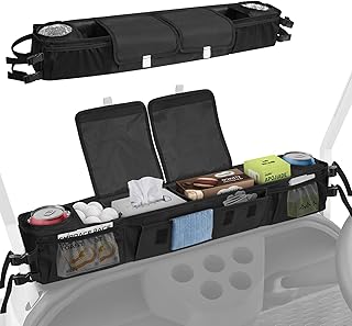 ORKELS Foldable Universal Golf Cart Storage Basket Organizer, No-Drill 1680D Inner Front Caddy for EZGO, Club Car, Kandi, and Electric Carts - Durable Black Organizer