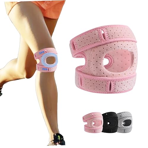 Rodillera ajustable para correr, rodillera de rótula para dolor de rodilla, correa de soporte de tendón rotuliano dual con almohadilla de gel,