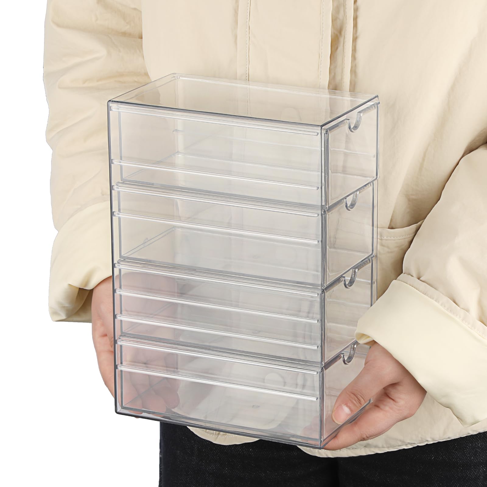 Hipiwe Clear Plastic Drawer Organizer Box for Small Items