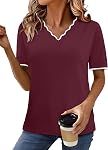 Onlypuff Femmes V Col Chandails d'été Pullover Cozy Chandail léger Manche courte Tops Vêtements de base