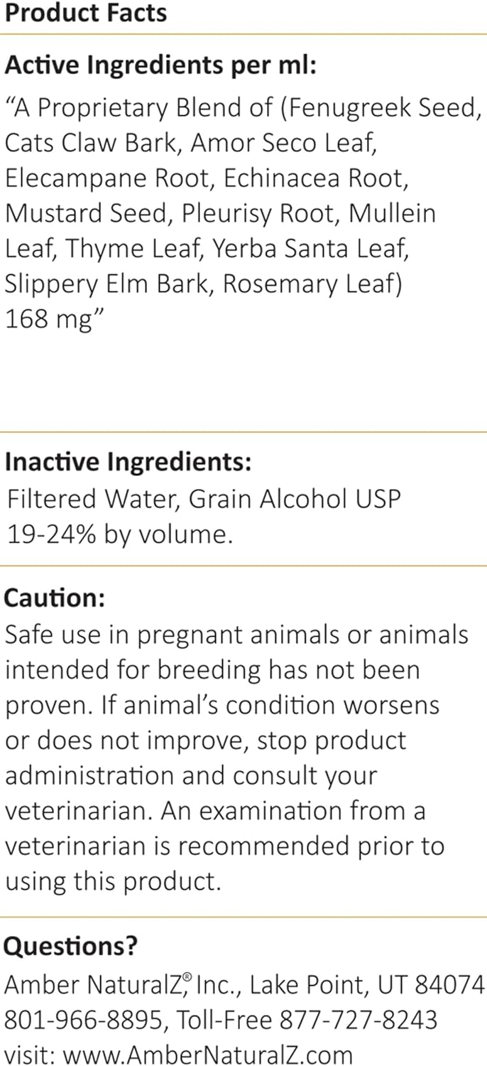 Amber NaturalZ Numo Care C Respiratory Support for Cats | Herbal Formula to Help Maintain Normal Lung Function, Clear Airways, and Immune Health 4 Fluid Ounce