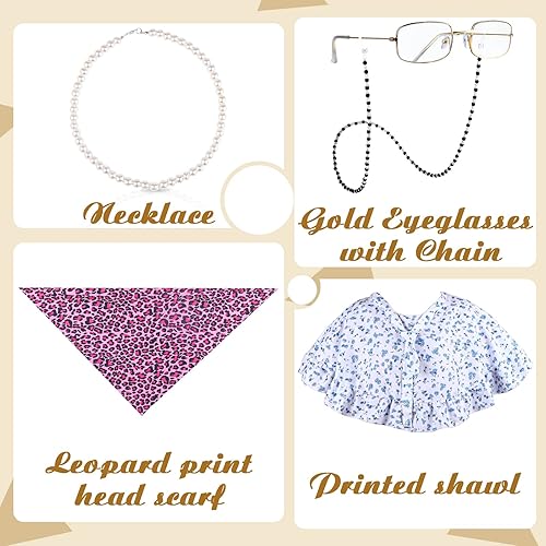 Miniatura 3 de WYTAOHZL Juego de 8 piezas de disfraz de 100 días de escuela para niños, 100 días de escuela, personalizado para niñas, peluca de abuelita, peluca