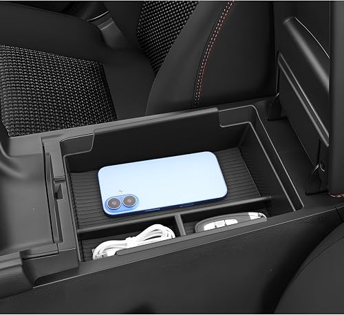 Car Center Console Organizer Tray with Removable Mat