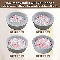 Vista 5 de Paquete de 100 pelotas para piscina de bolas - Bolas de plástico a prueba de aplastamiento y libres de BPA para carpa, casa de juegos, juguete