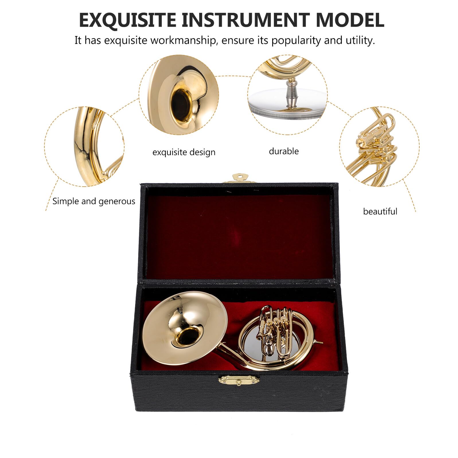 Goldene Miniatur Kupfer Sousaphon Modell mit Ständer und Aufbewahrungsbox Dekoratives und Langlebiges Instrumentenmodell für Zuhause oder Café 13cm