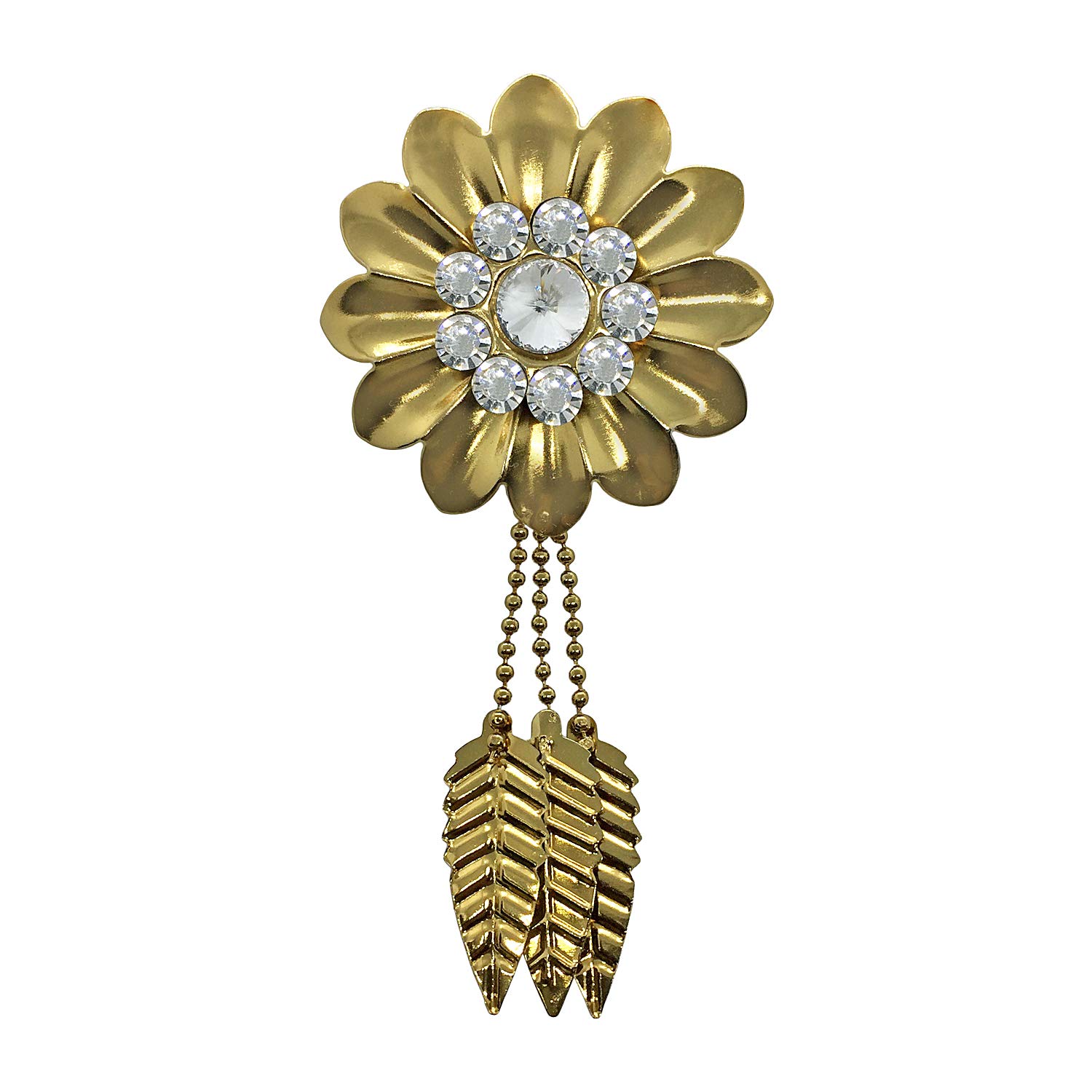 fure Metal Flower Leaves Chain Brooch for Men & Women (Bronze)-picture-27