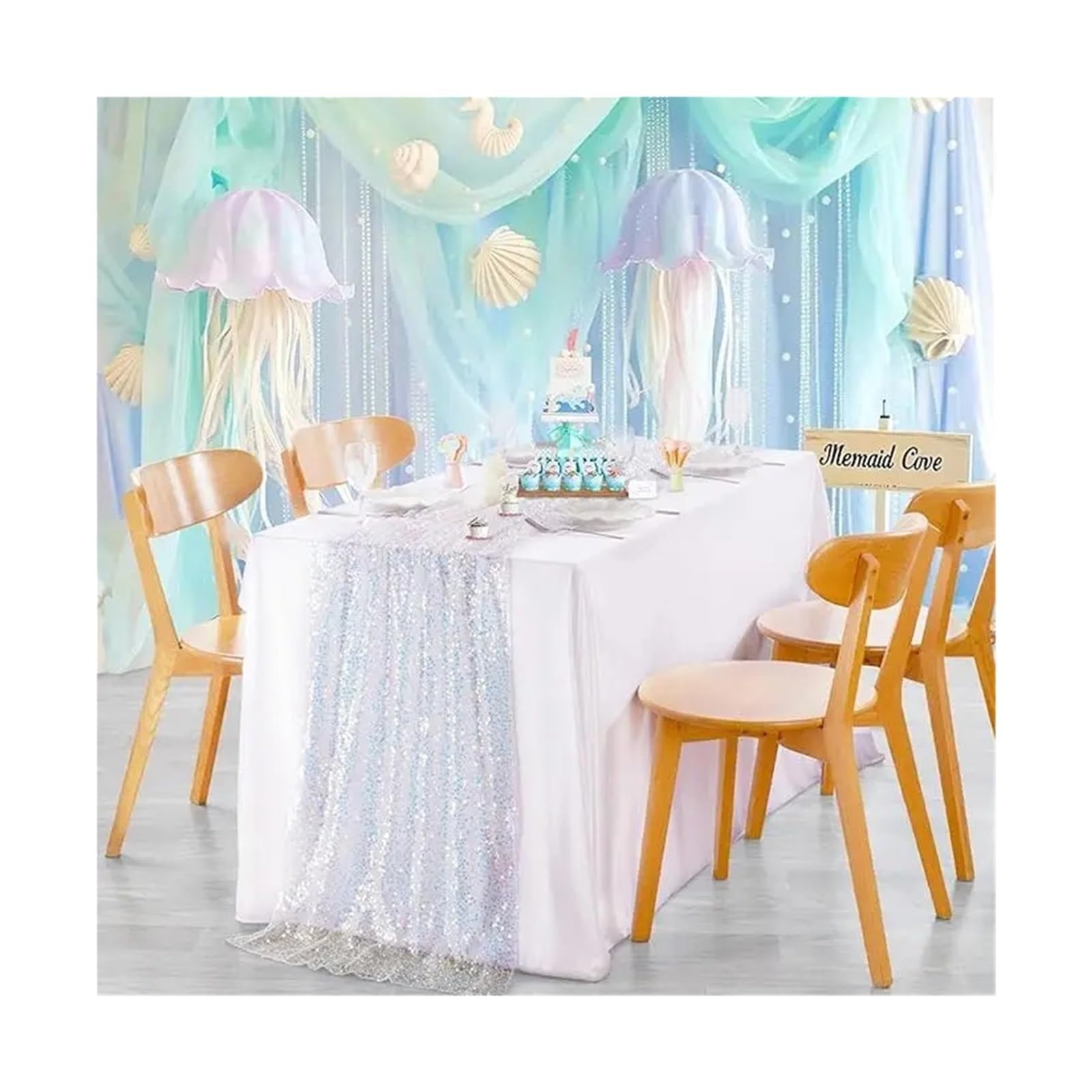 Enmrfvkz Color 2 Glitter Gauze Table Runner, Glitter Gauze Table Runner Multicolor 30X183-275Cm 2Pcs