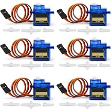 6-Pack SG90 9g Micro Servo Motor, Mini Analog, 180 | 180-degree control angle, 3-pin connector compatible with JR and Futaba, for RC car, plane, helicopter, robot arm
