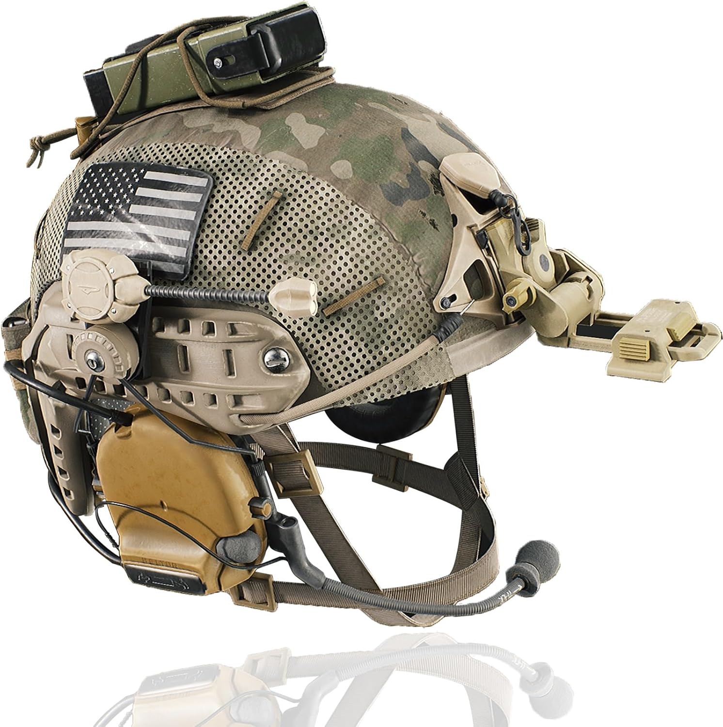 Tactical Helmet with Sound Pickup and Noise Reduction Headset, 7in1 Upgraded Adjustable with Helmet Cover for Airsoft Cosplay Military Tactical Gear