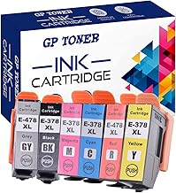GP TONER Printer Cartridges Replacement for Epson 378XL 478XL Ink Cartridge for Epson Expression Photo HD XP-15000 XP-8000 8005 8500 8505 8600 8605 (Black, Cyan, Magenta, Yellow, Red, Grey)