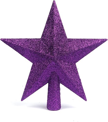 Miniatura 13 de YYCRAFT Adorno de Estrella con Purpurina para la Punta del Árbol Decoración Navideña - 6 Pulgadas, Rojo