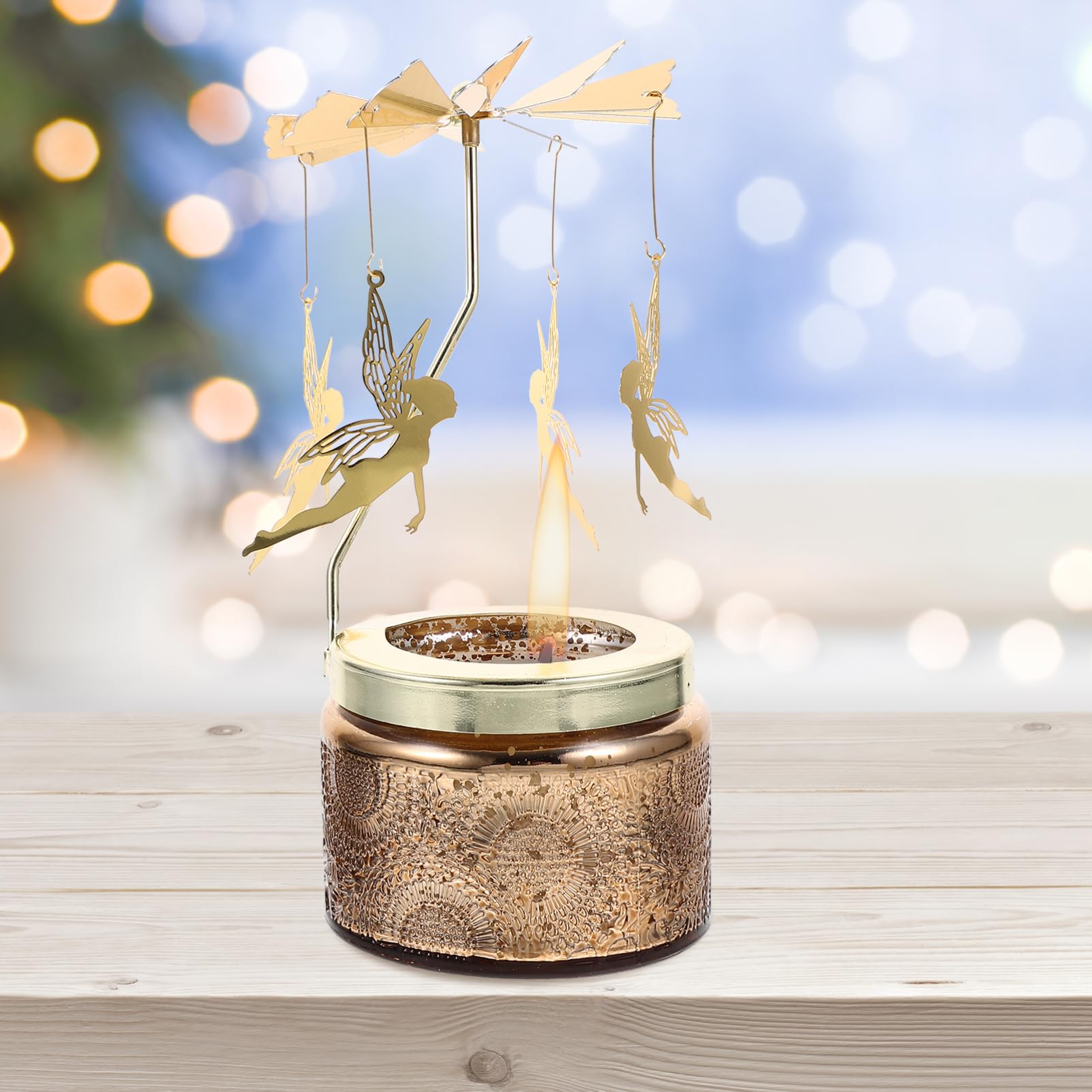 Candelabro Giratorio de Escritorio en Metal, Portavelas Perfumado | Caja de Obsequio, Uso Prolongado y Ligero, Fácil de Colocar y Mover, No se Deforma Facilidad