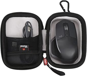 Hard Shell Carrying Case for Logitech MX Master 4/3 / 3S / 2S Wireless Mouse, Shockproof EVA Storage Pouch with Mesh Pocket & Handle, Black