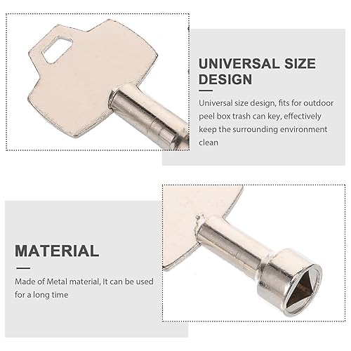 Miniatura 8 de Garneck Caja de 2 llaves para basurero para basurero para perros, papelera con llave triangular, cerradura de panel triangular, cerradura de cubo de