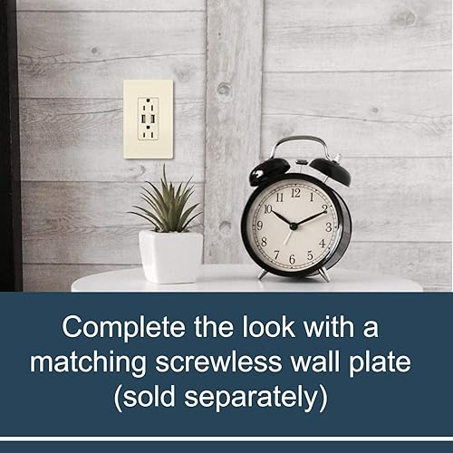 Miniatura 4 de Legrand - Pass & Seymour Radiant 15 - Toma de pared decorativa con cargador USB de 3.1 amperios, almendra clara, TM826USBLACCV4