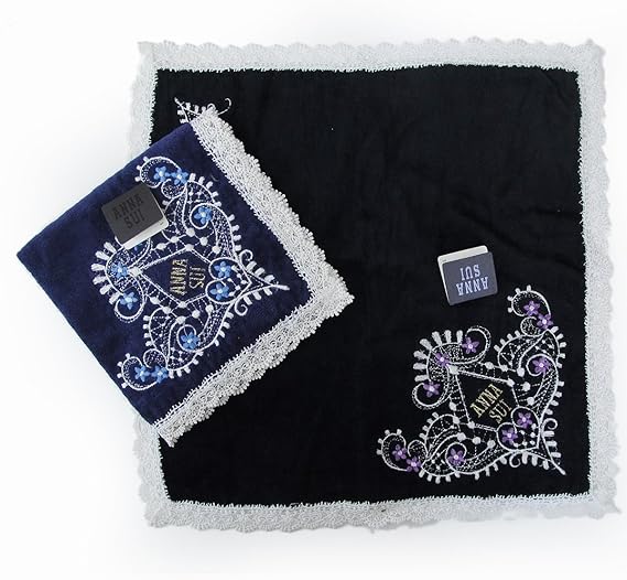 Amazon Anna Sui アナスイ ハンカチ ハンドタオル タオルハンカチ タオル ロゴ刺繍 レース レディース ブラック 並行輸入品 Ami853 Bk ハンカチ バンダナ 通販