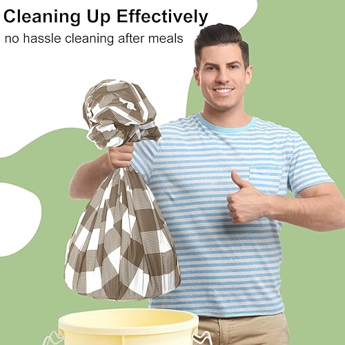 Vista 73 de Smiry Paquete de 10 Manteles Desechables de Cuadros Vichy Azules - 54" x 108" Mantel de Plástico de Servicio Pesado, Cubiertas de Mesa Impermeables