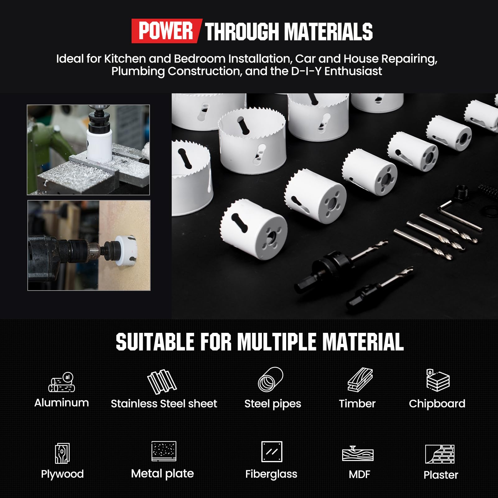 Bi Metal Hole Saw Kit, 30-Pieces All Purpose Combination Hole Saw Set Including 10