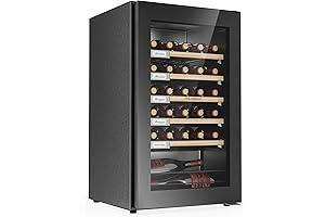 Intelligent Compressor Wine Cooler with Glass Door and 41-64℉ Adjustable Temperature Control
