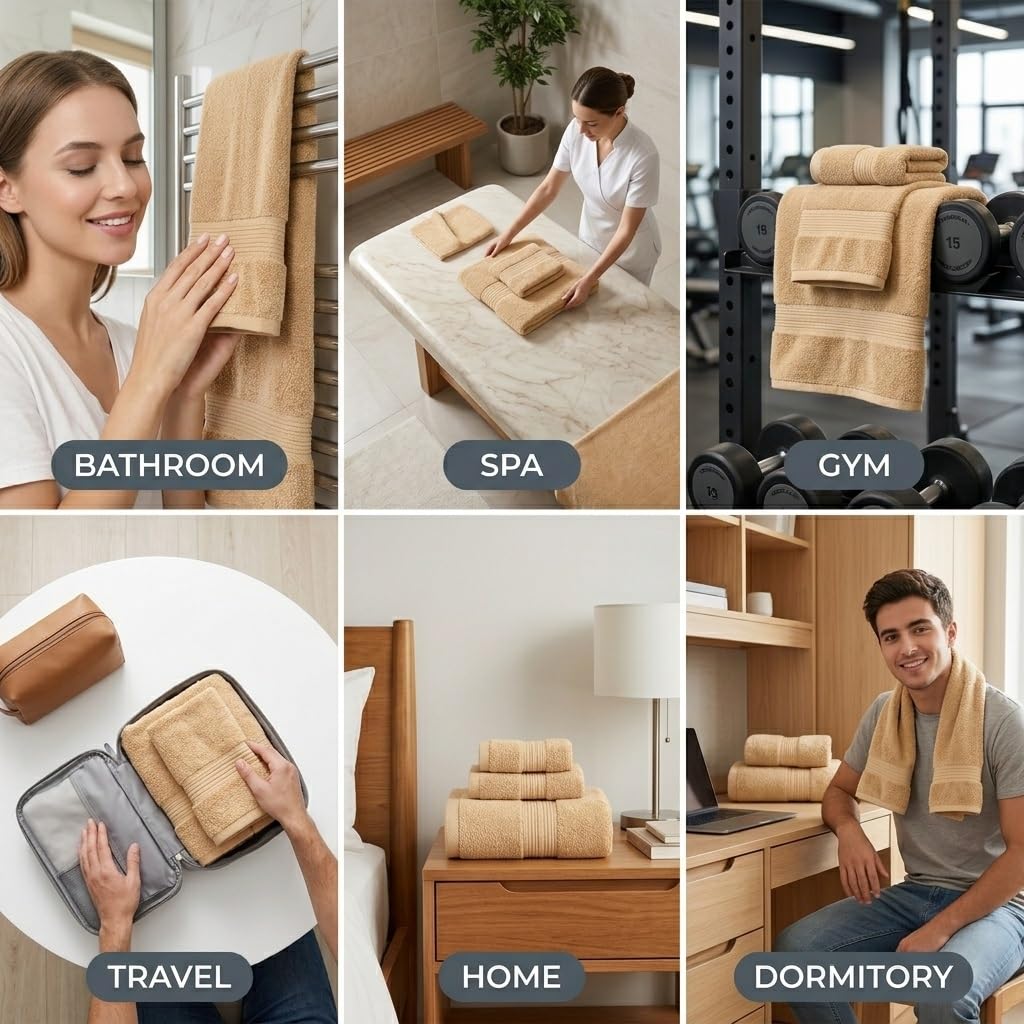 Genérico 3 Paquetes de Toallas de algodón Egipcio 800 g/m², 2026 absorbentes Suaves mejoradas Toallas baño Lujo Secado rápido, Juego Toallas baño Grandes Felpa Multicolor for Gimnasio casa(Bianco)