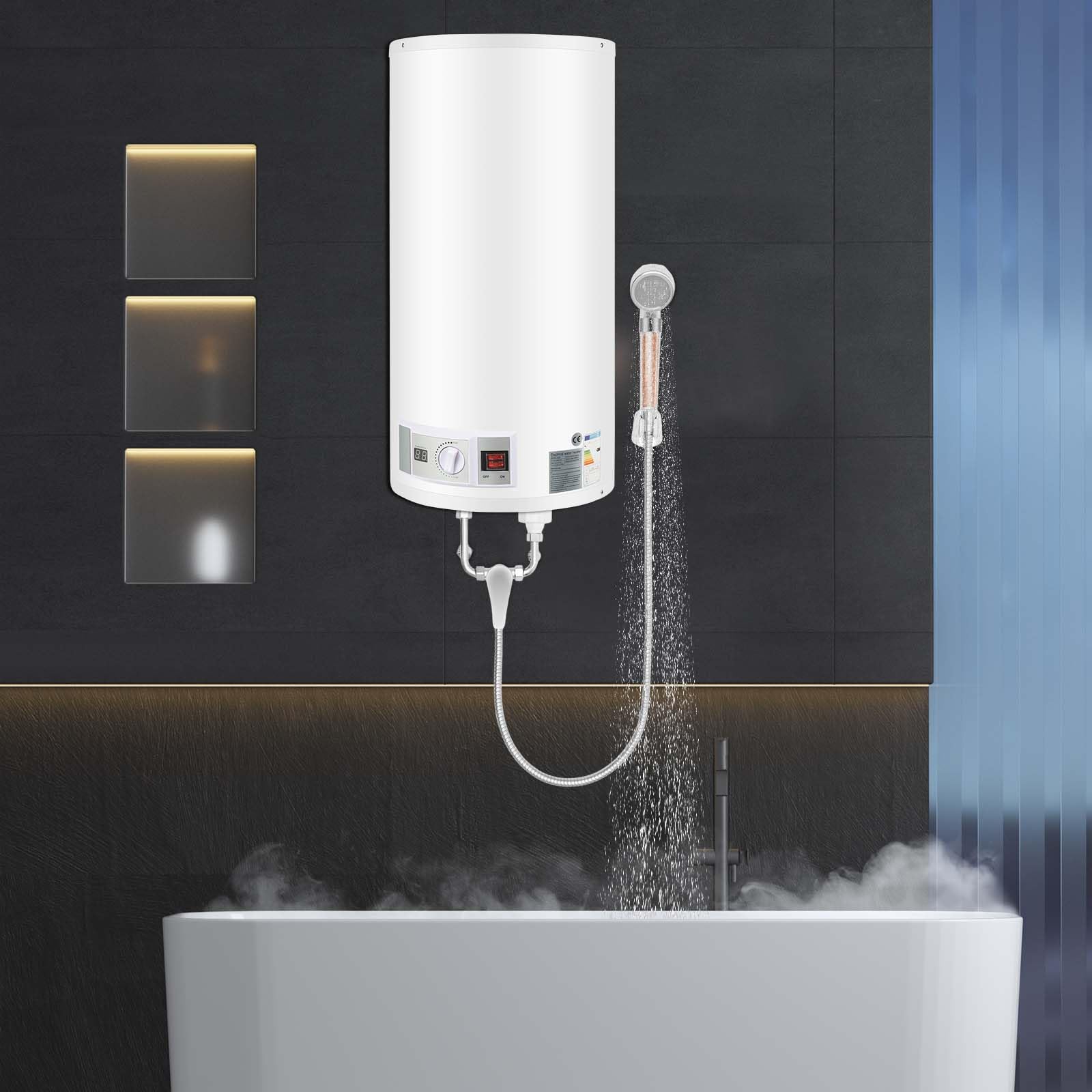 Scaldabagno elettrico, 2000 W, 50 l, 0,7 MPa, temperatura 77-167 °F, tubo doccia da 1 m, protezione da surriscaldamento, doccetta con montaggio a parete, ideale per bagno, cucina, parrucchiere