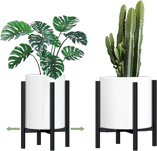 Miniatura 1 de Soporte ajustable para plantas individuales para interiores alto extensible de mediados de siglo soporte para plantas bohemio de metal negro para
