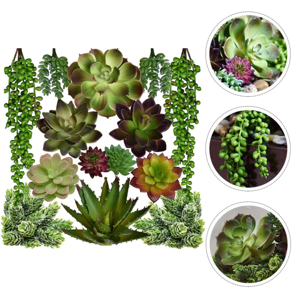 ibasenice Plantes Succulentes Artificielles Matériaux Légers Décoratives Lot de 14 3-10 Cm sans Entretien, Accessoires Photo Pratiques et Plusieurs Styles pour Décoration Plusieurs Styles