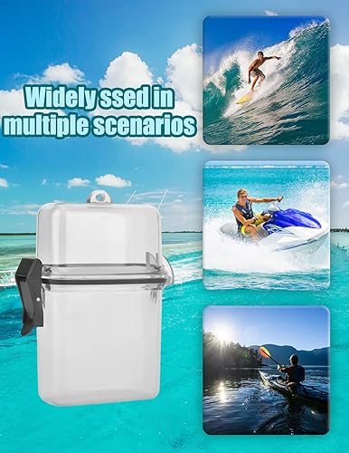 Miniatura 3 de Caja seca flotante impermeable - Caja transparente con gancho de cuerda para kayak, surf y senderismo (gris)