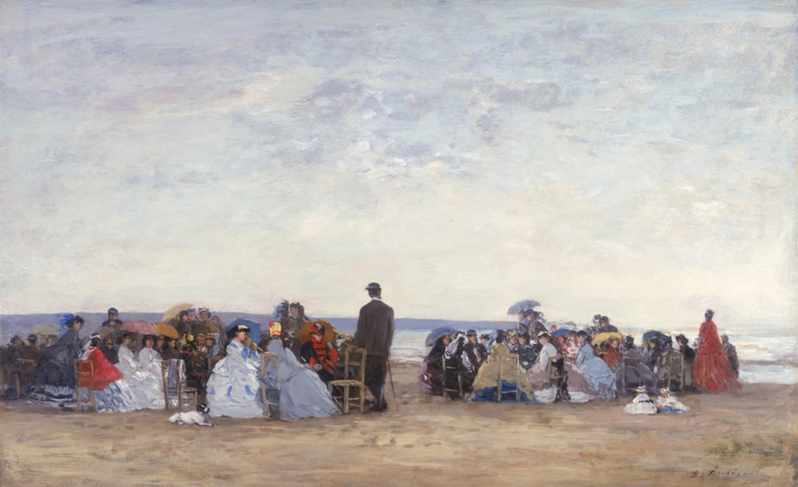 ARTXLXXBN Famous Print Painting Colorful Art Print Beach Scene Near Trouville by Eugene Louis Boudin Canvas Art Decorations for Home Decor 60x90cm
