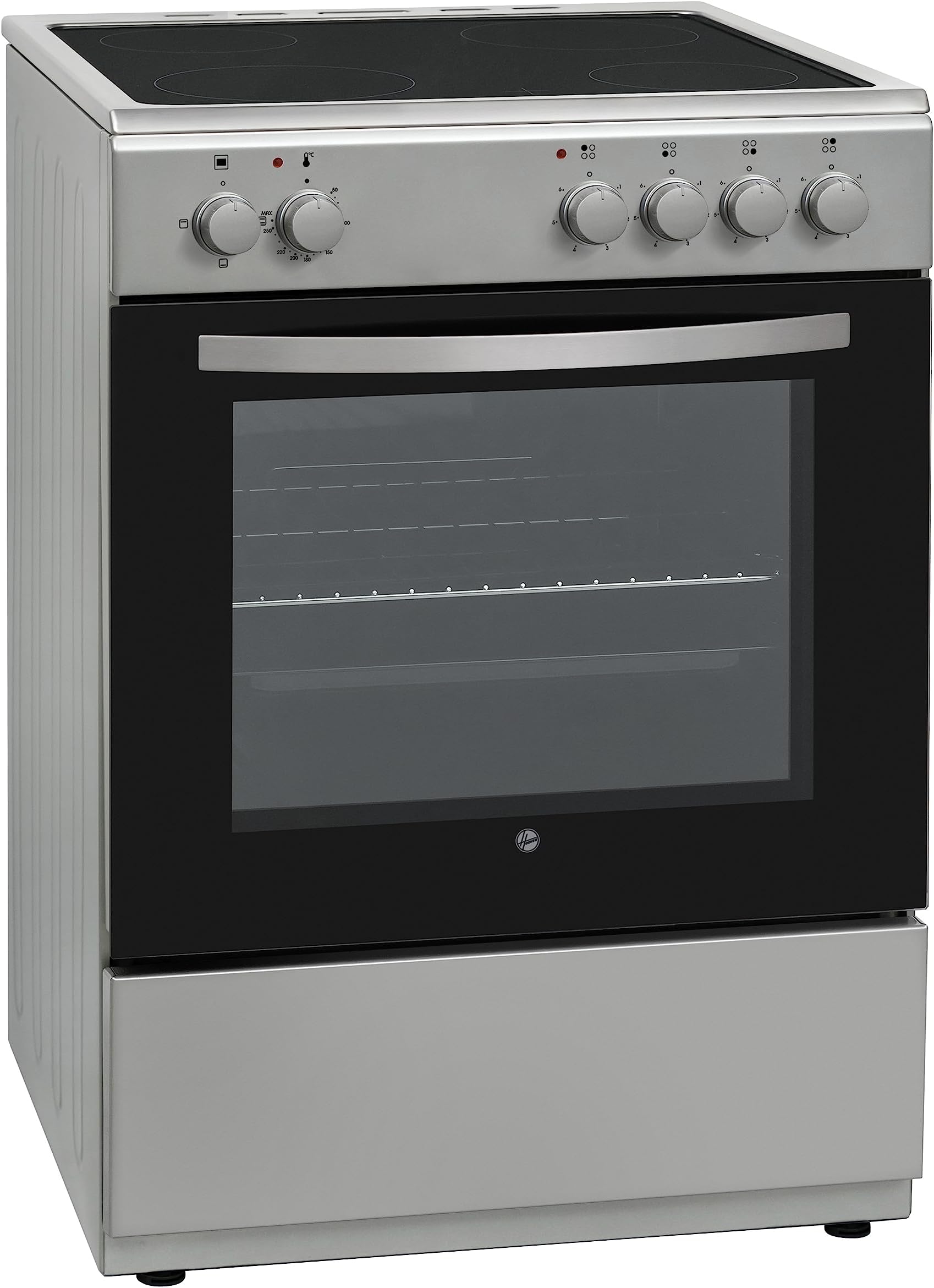 60x60 Vitro Ceramic Cooker, Stainless Steel, 4 Cooking Zones, Hot Surface Indicator, 1-Year Warranty, Made in Turkey - Silver - HVC-V64E-S