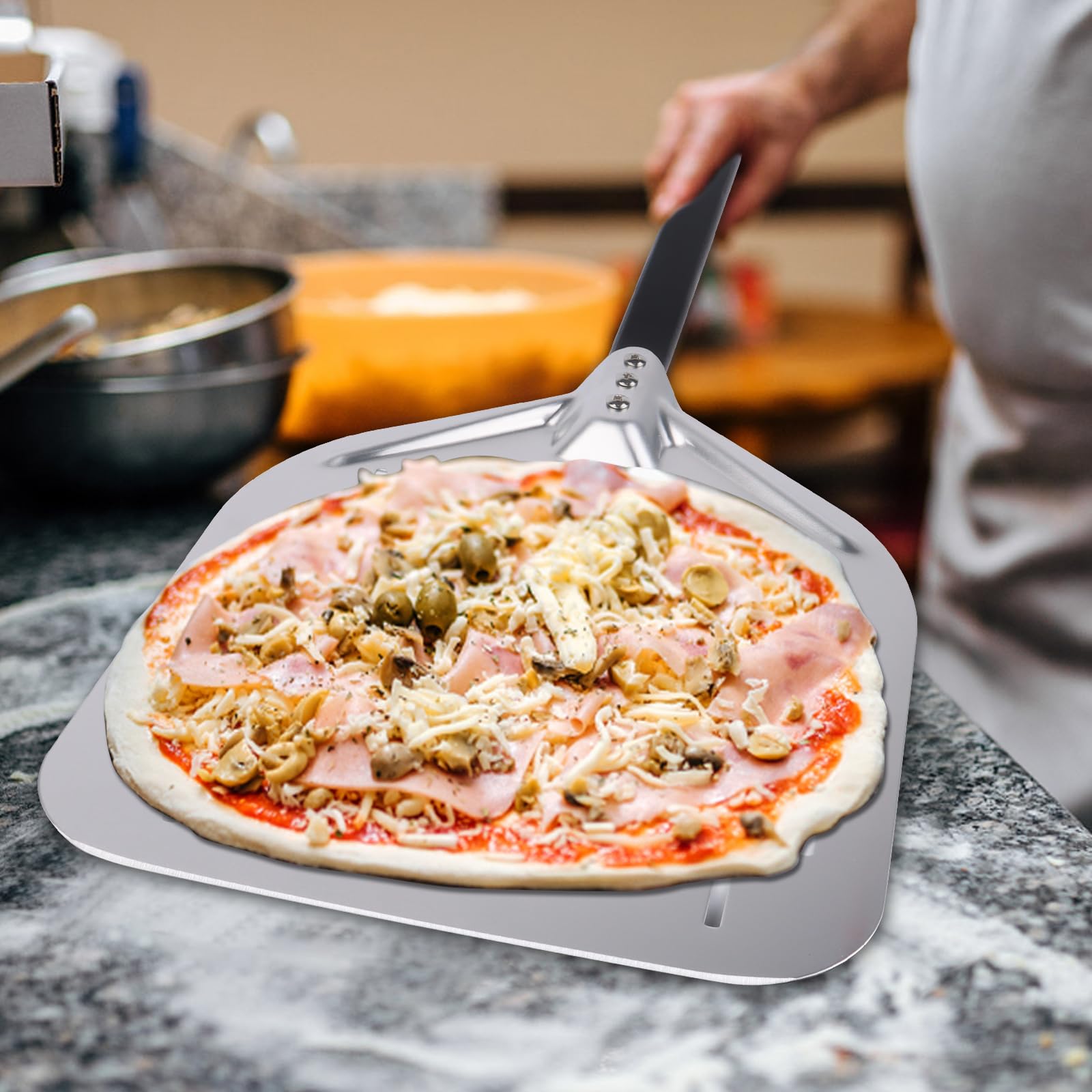 Pala Pizza Pala Per Pizza Professionale Forata Da 12 Pollici - 40x30 Cm, Con Manico Rimovibile In Legno Accessorio Pizza Per Casa E Ristorante